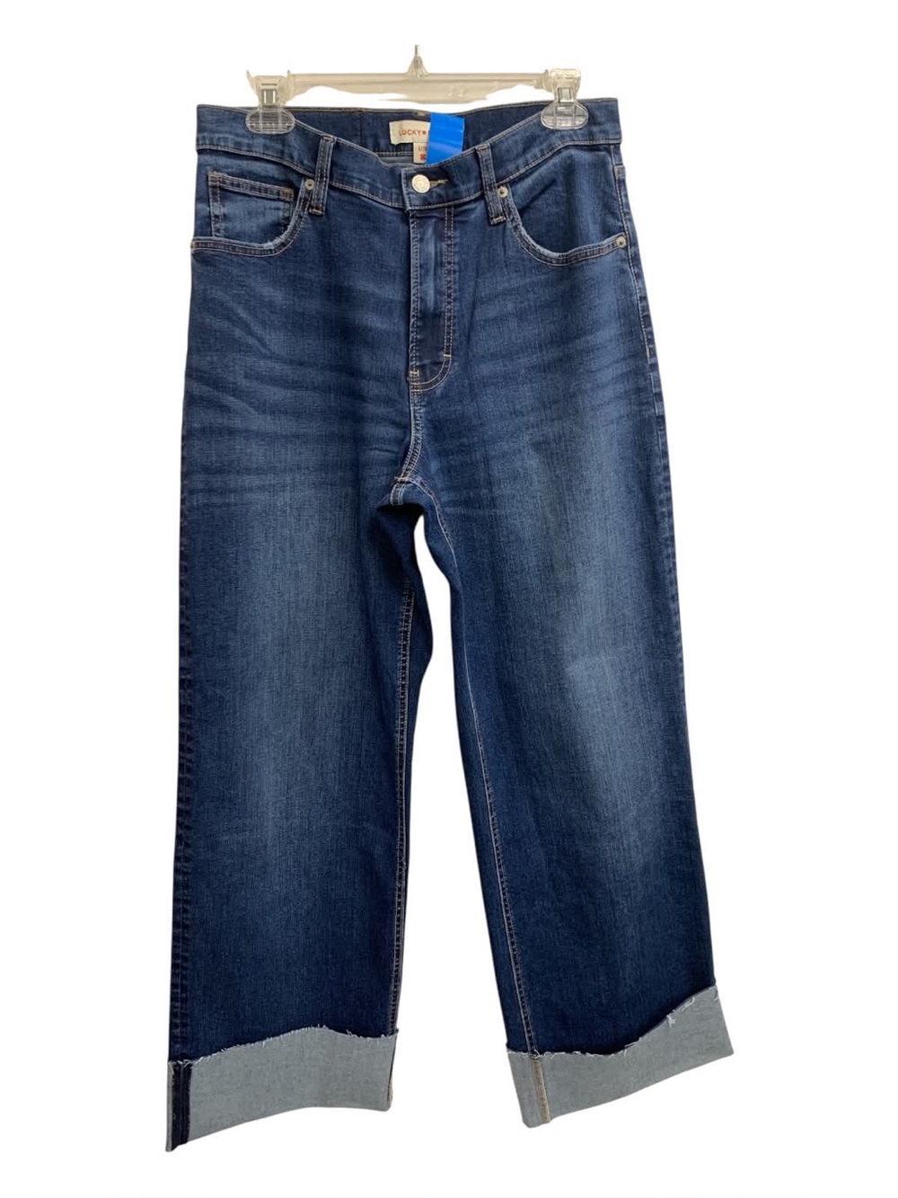 Lucky Brand Relaxed Dark Blue Jeans with Rolled Cuffs Size M